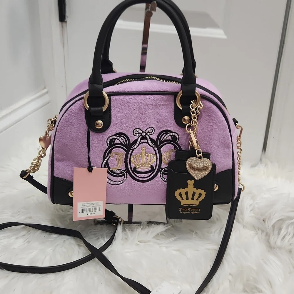 🔹Juicy Couture 🔹️Juicy Lovers  Violet/tulle Purple Terry Cloth Club Bowler Bag
